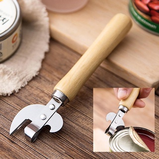 Wooden Handle Can Opener Side Cut Stainless Steel Kitchen Multi-tool Cap Remover