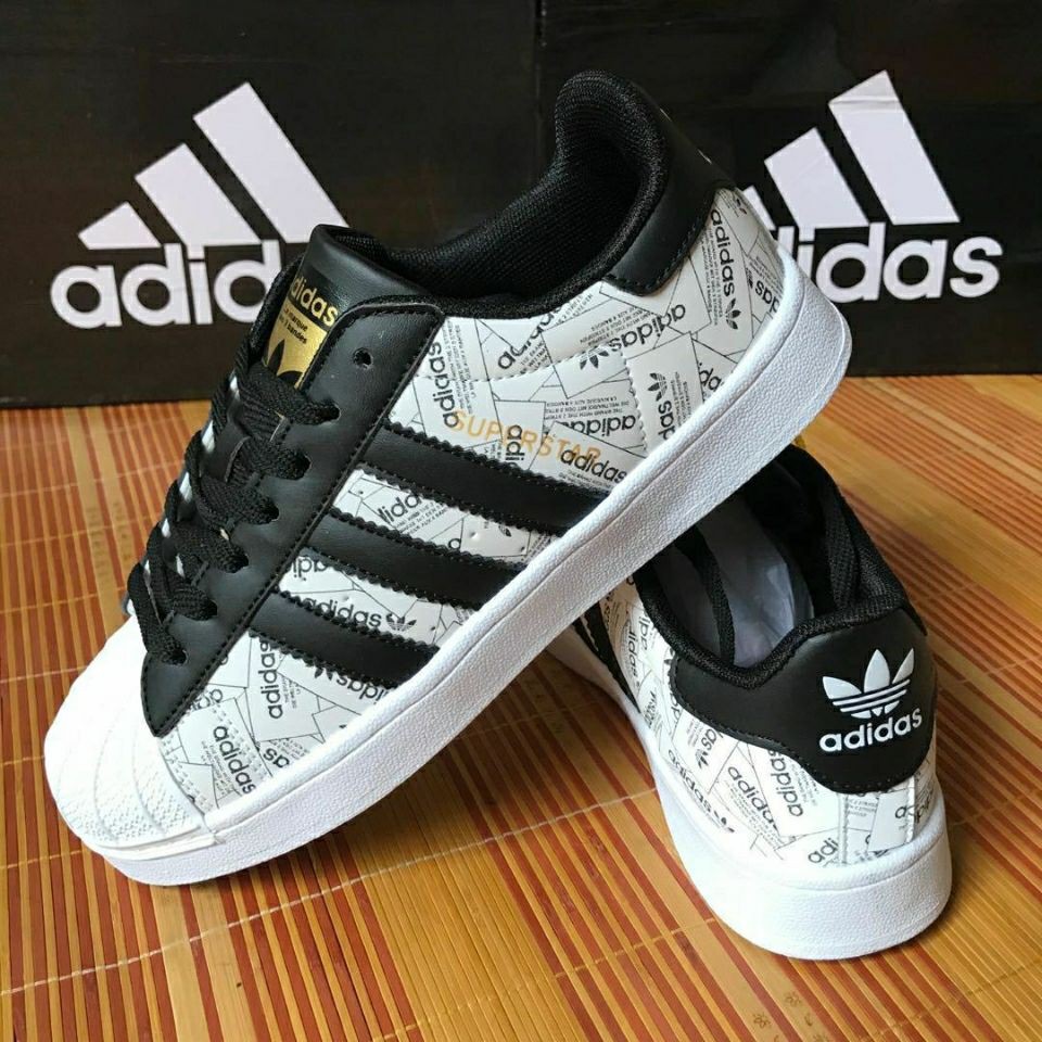 Adidas Original Superstar Sneakers Reflective Black White Men Women