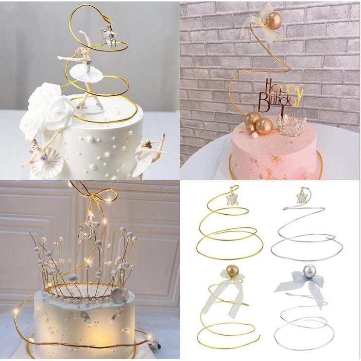 Gold Ball Cake Topper Happy Birthday Cake Decoration Romantic Marriage