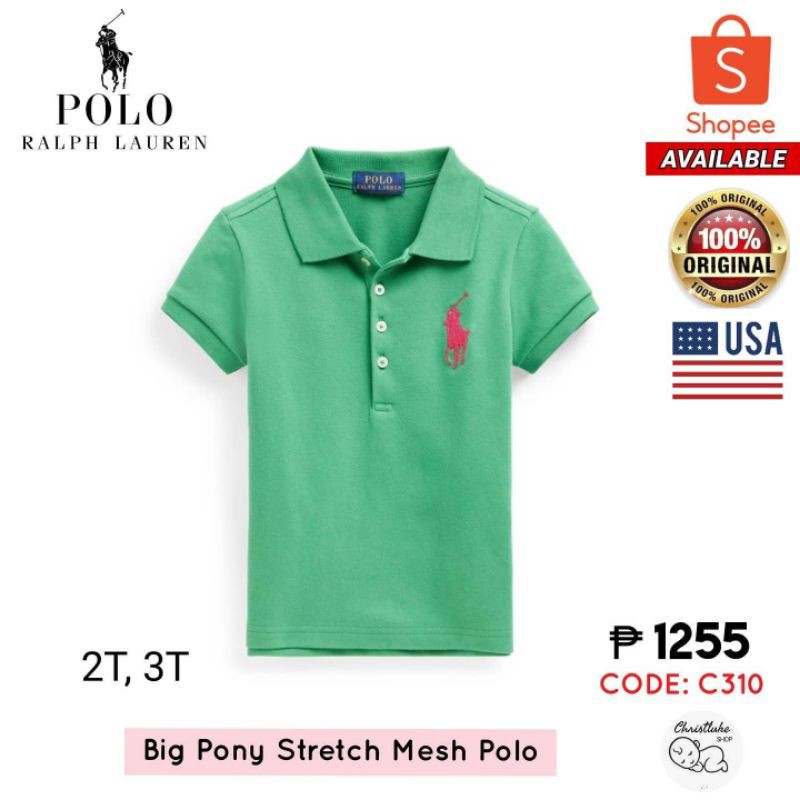 Original RL Big Pony Polo Shirt for Girl (Size Available 2T) Shopee