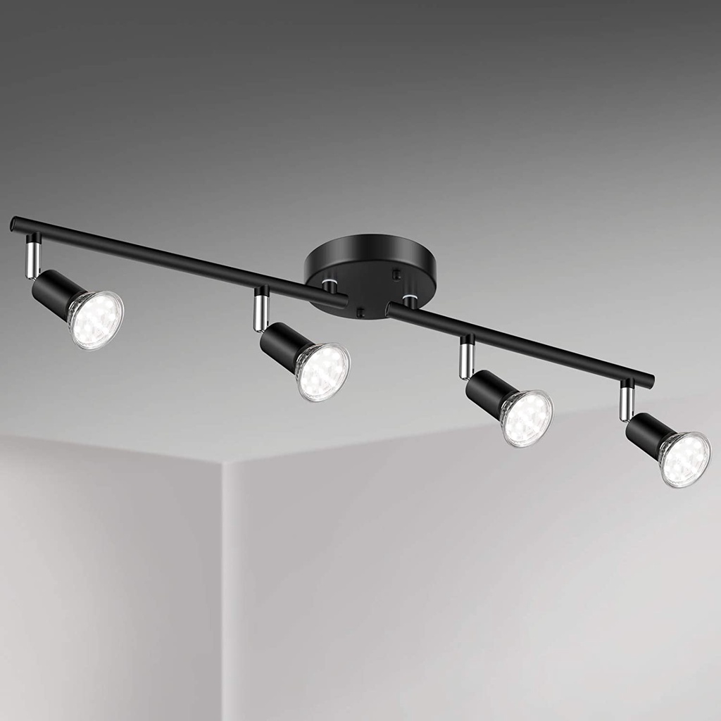 Industrial Style Chrome & Matt Black 4 Way Adjustable Ceiling Spotlight 