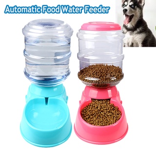 3.8L Pet Dog Cat Automatic Food Water Feeder Plastic Drinking Feeding Animal Dispenser Drinkers Bowl