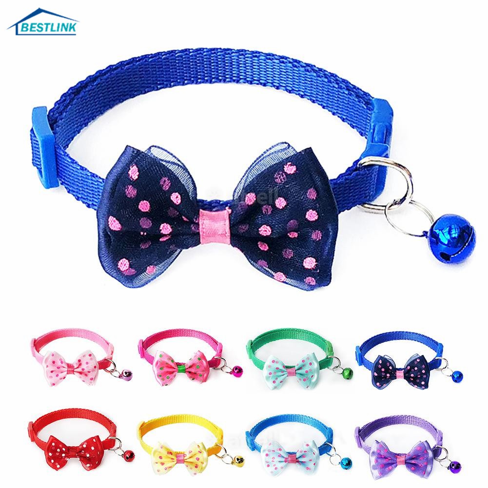 BL Cute Bowtie Cat Collar with Bell Small Pet Adjustable Collars