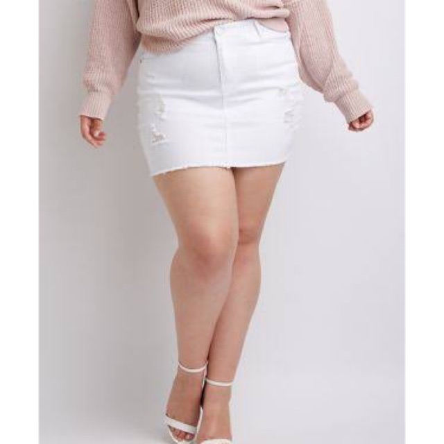 plus size white jean skirt