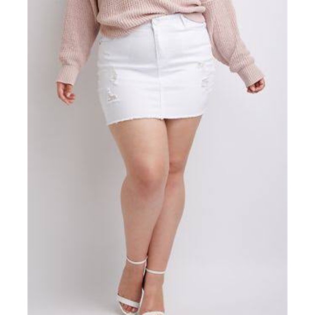 plus size white skirt