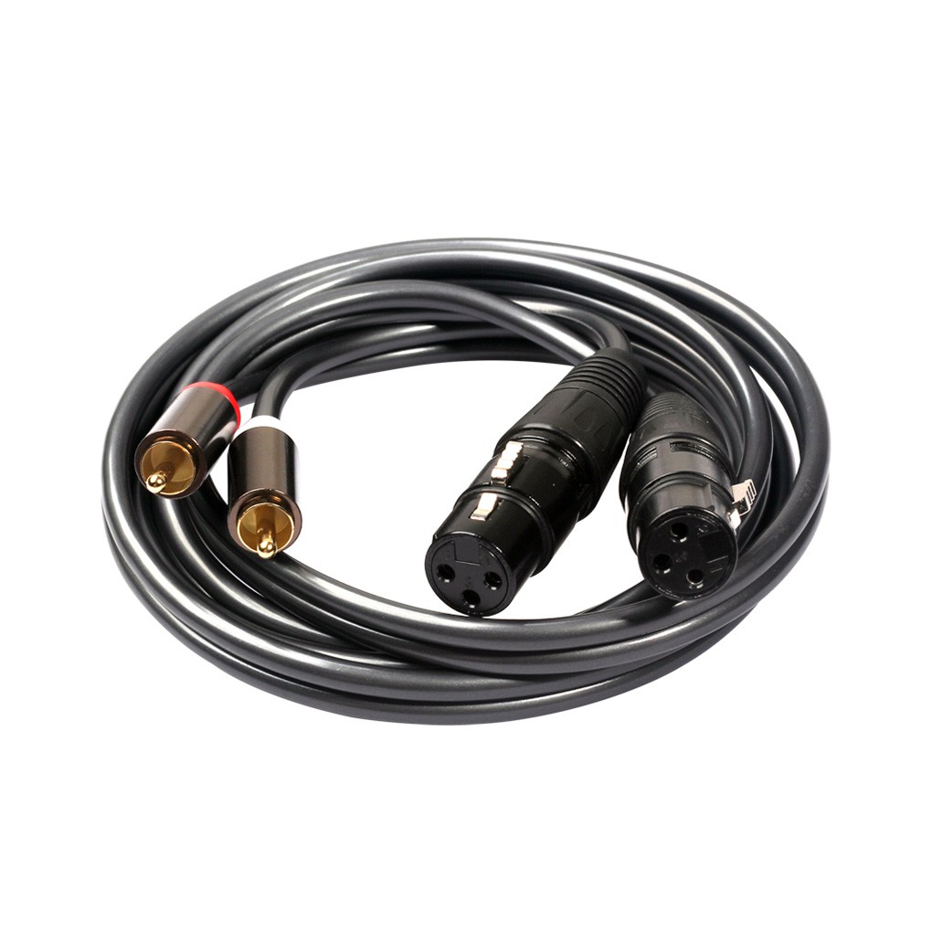 Dual RCA Coaxial Audio Cable to 2 XLR Male Female Plug Coax Adapter