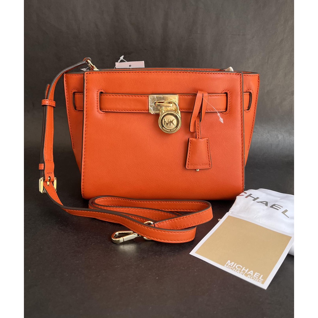 Michael Kors Hamilton Leather Traveler Crossbody Bag Orange | Shopee  Philippines