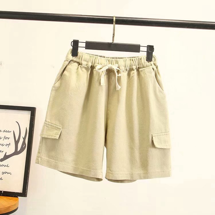 women's elastic waist khaki shorts