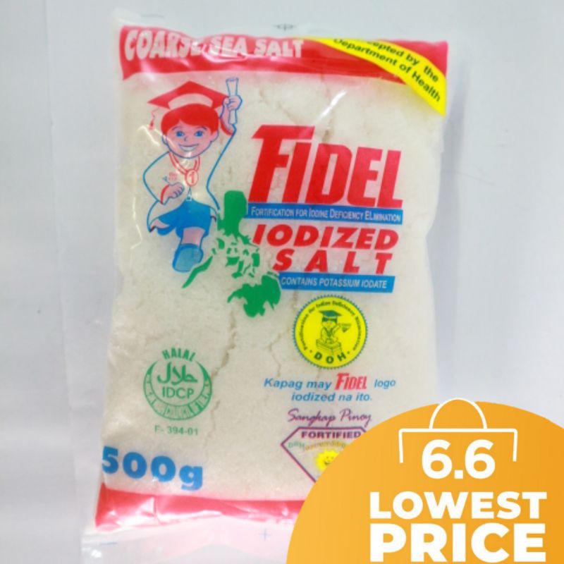 Fidel Iodized Salt Coarse Sea Salt 500g 250g 1 Kilo Shopee Philippines