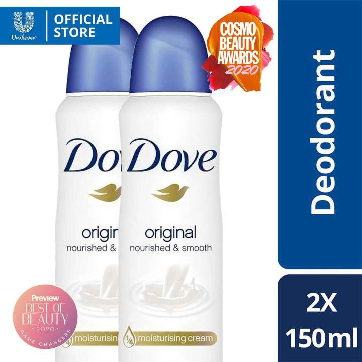 Dove Deodorant Spray Original Healthy Glow Aerosol Deodorant 150ml 2x