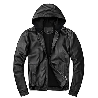 genuine leather jacket with hood