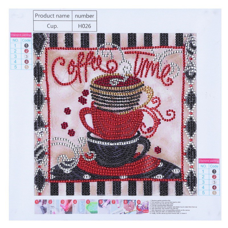 5D Embroidery Coffee Cup Pattern Cross Stitch Diy Painting Needlework Diamond Special Shape Drill Ho