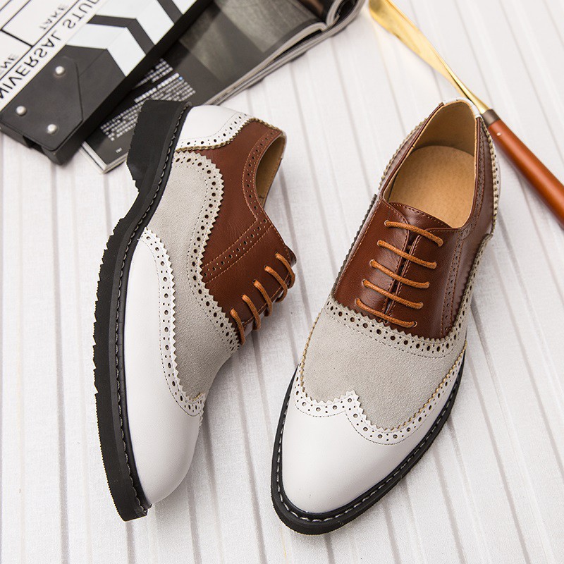 Patchwork Wingtip Men Dress Shoes Formal Lace Up Oxfords Office Meeting ...