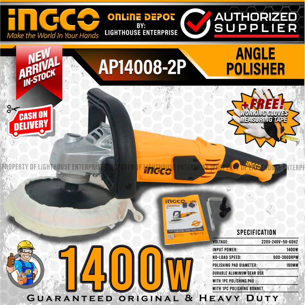 INGCO INDUSTRIAL 1400W Angle Polisher / Buffing Machine 180MM/7