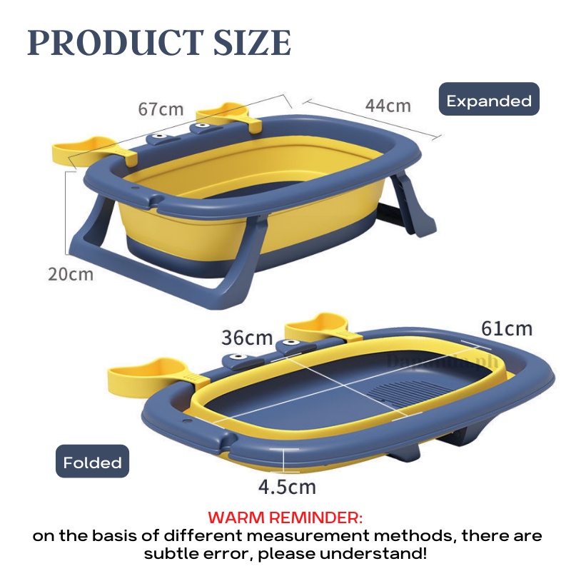 DAPANDA Foldable Baby Bath Tub Collapsible Portable Folding Tubs Shower Baby Bathtub Basin Freebies