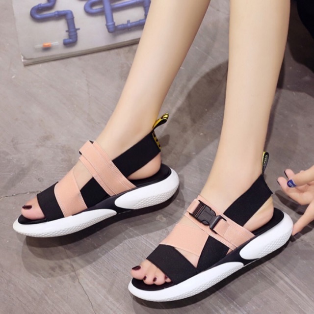 korean sandals trendy sandals black white pink | Shopee Philippines