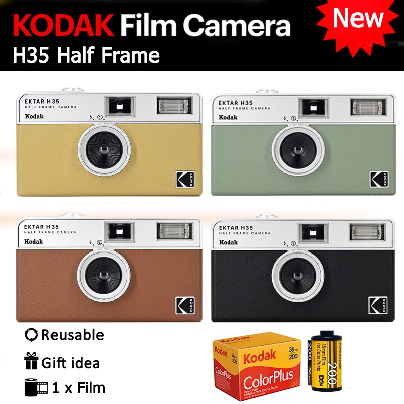 KODAK H35 Half Frame 135 35mm Reusable Film Camera Builtin Flash With