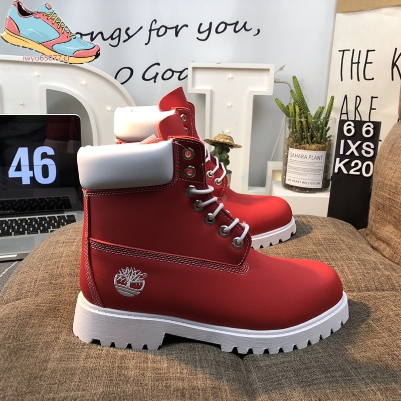 red knee high timberland boots