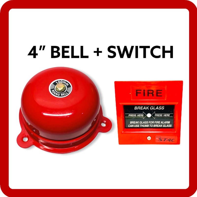 Fire Alarm Bell 4 inches and Fire Alarm Switch in 1 220VAC ZeJe