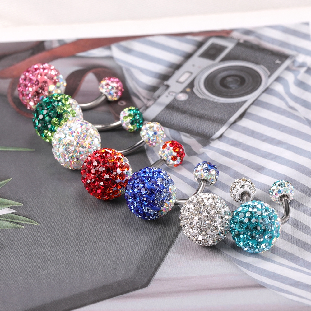 1 Pc Colorful Cz Crystal Belly Ring For Women Sexy Stainless Steel