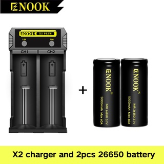 Authentic 2 PC Enook Battery 26650 5000mAh 60A Black Rechargeable Battery 3.7v Lithium Battery