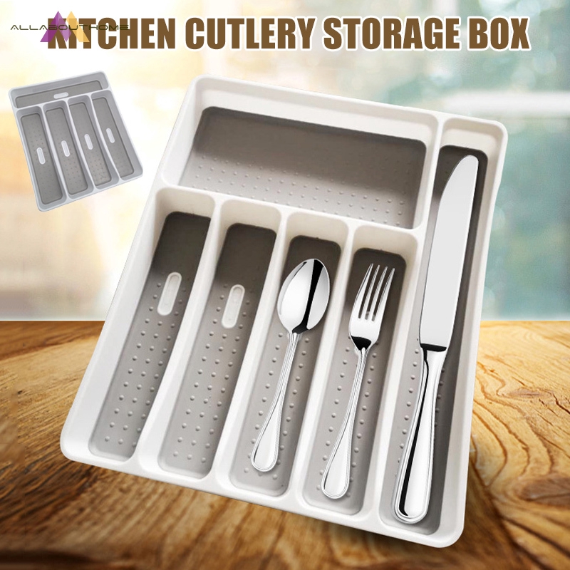 Kitchen Drawer Organizer Tray Spoon Cutlery Box Portable Storage