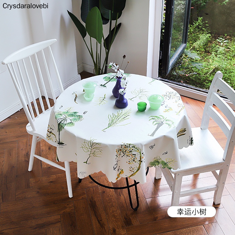 Modern Round Tablecloth With Leaves, Modern Round Tablecloth