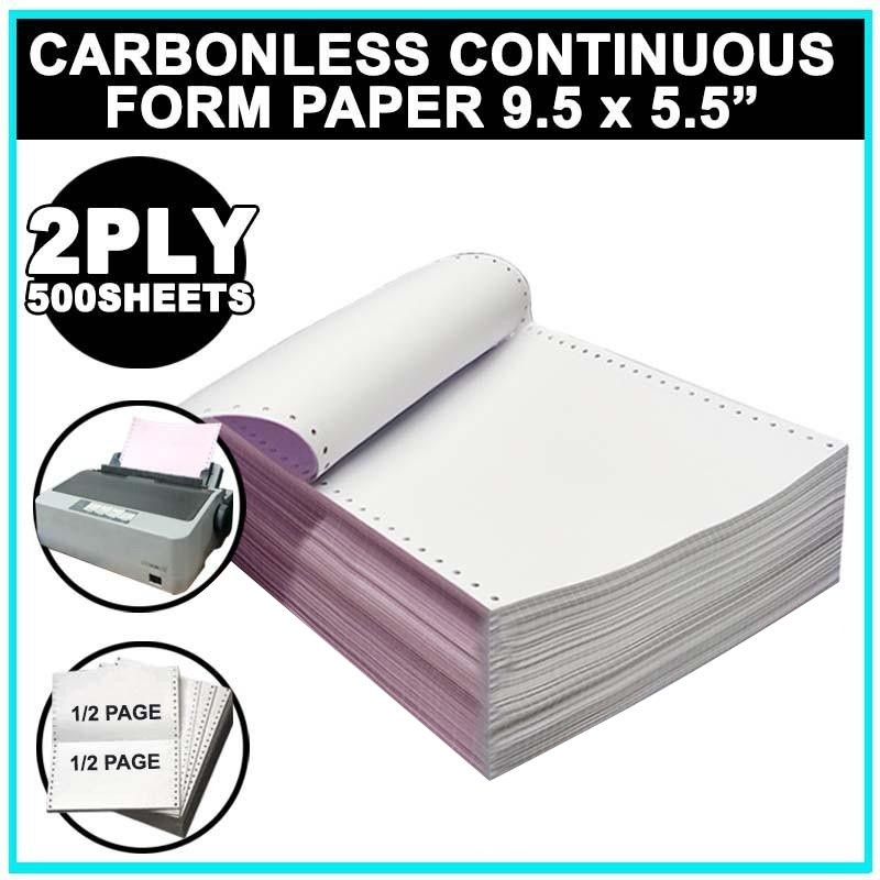 2 Ply Carbonless Continuous Form Paper 1 Half 500 Sheets 9.5inch x 5.5 ...