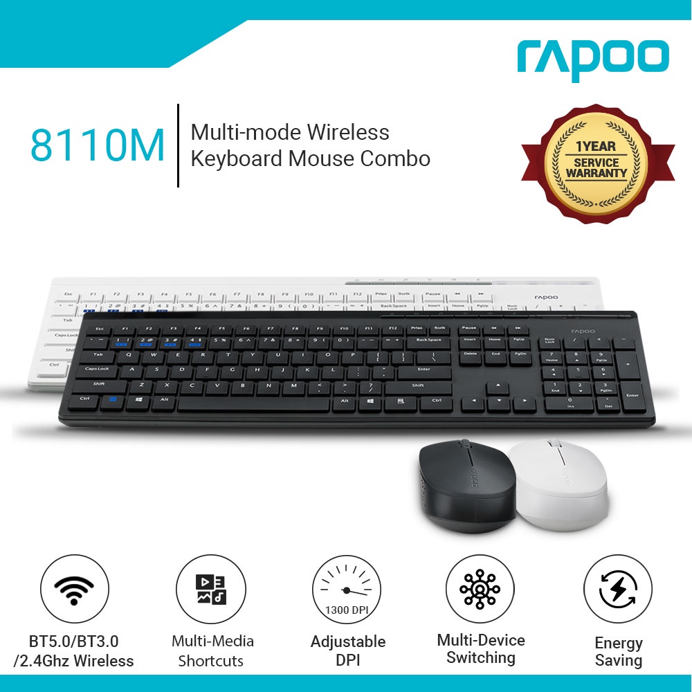 Rapoo 8110M 105Key Wireless mouse & Wireless Keyboard for laptop Combo