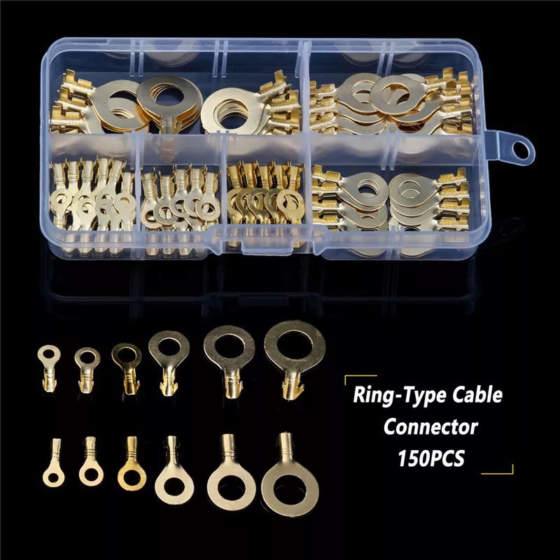 150pcs Ring Terminal Cable Lug Ring Terminal Electrical Connector Kit 3