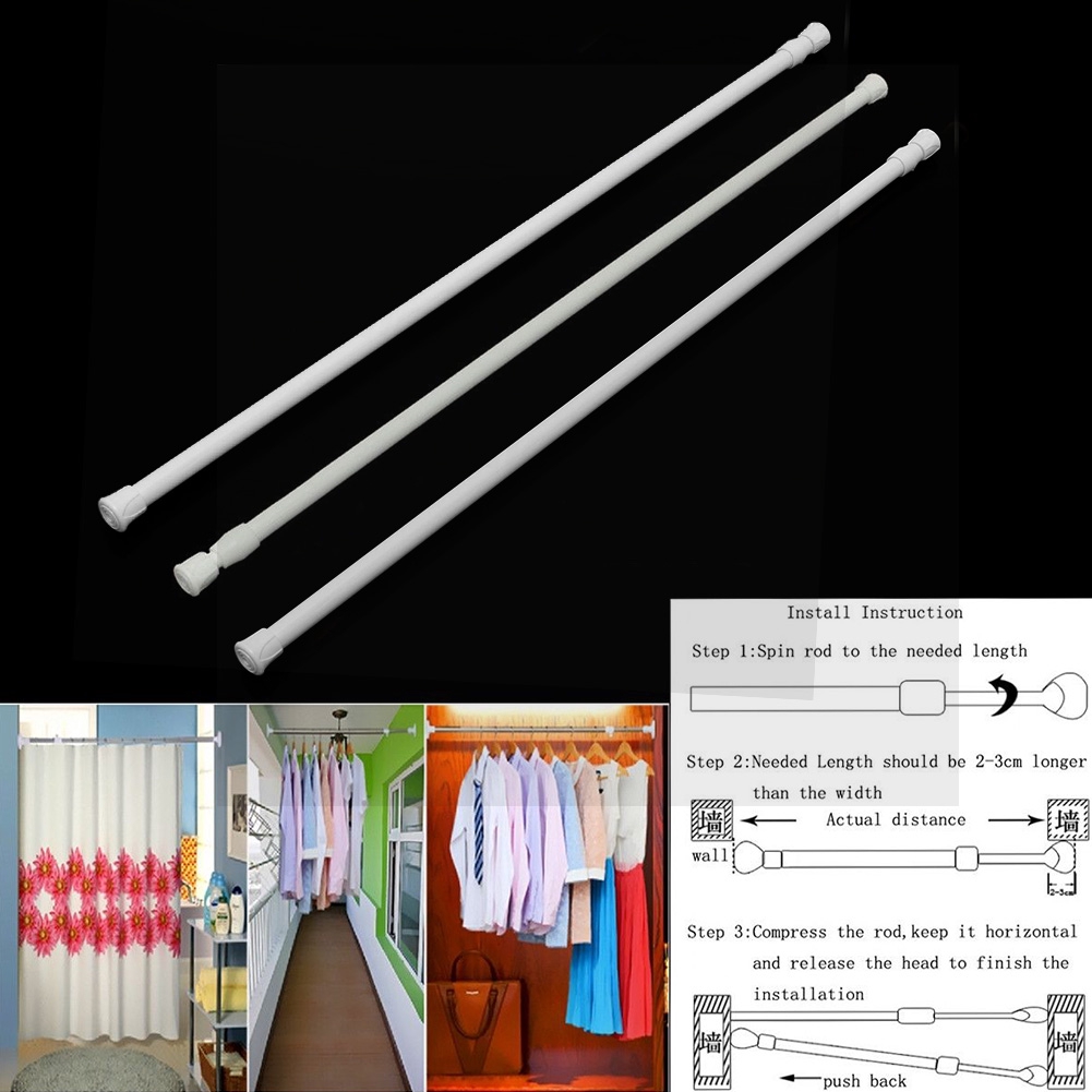 Curtain Rail Pole Cabinet Shower Window Closet Telescopic