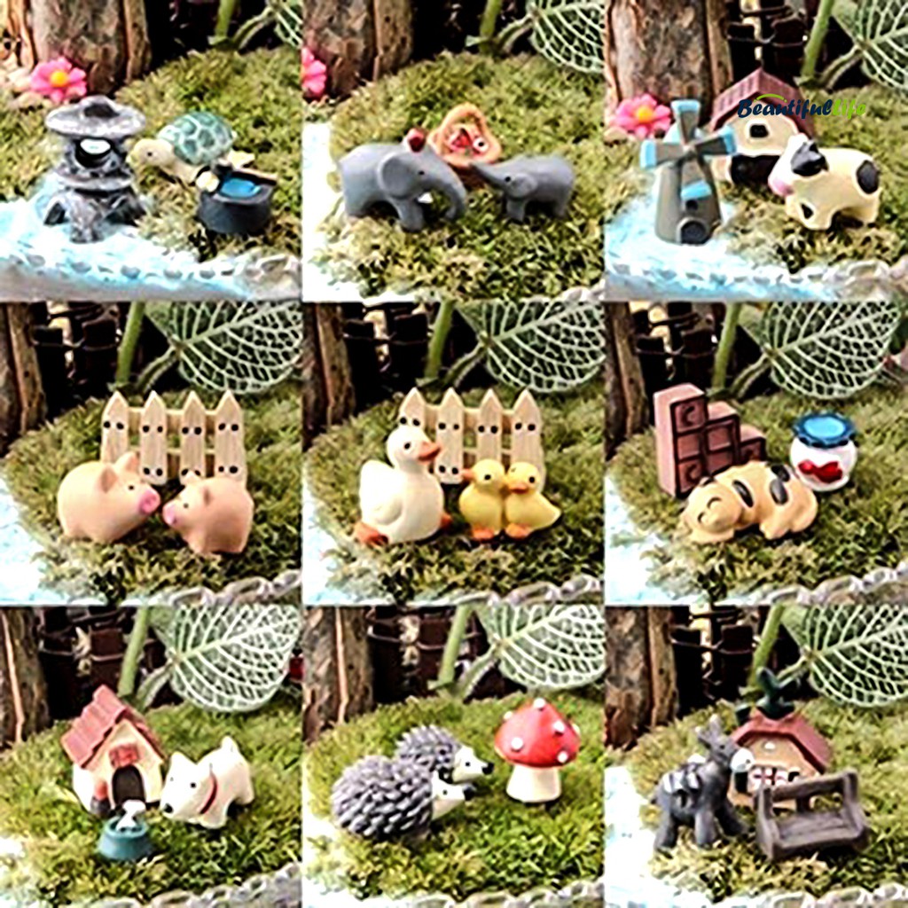 <Garden Ornaments>3Pcs Dollhouse Bonsai Craft Micro Landscape DIY Flower Pot Miniature Decor Set