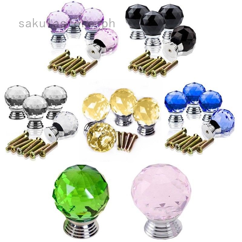 Diamond Crystal Glass Door Knob Drawer Kitchen Cupboard Cabinet