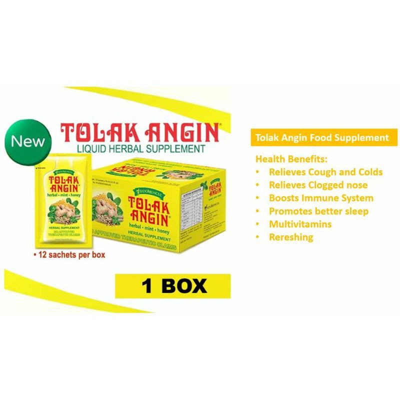 Tolak Angin Herbal Supplement 15ml (12 sachets per Box) | Shopee ...