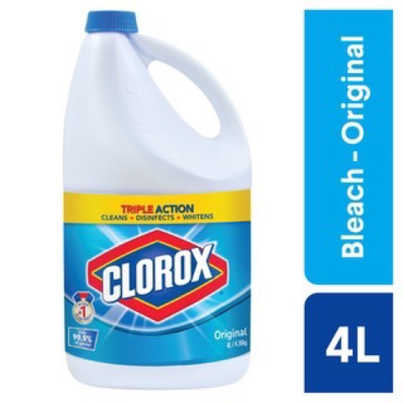 Clorox Triple Action Original Bleach Liquid 4L Clean + Disinfect