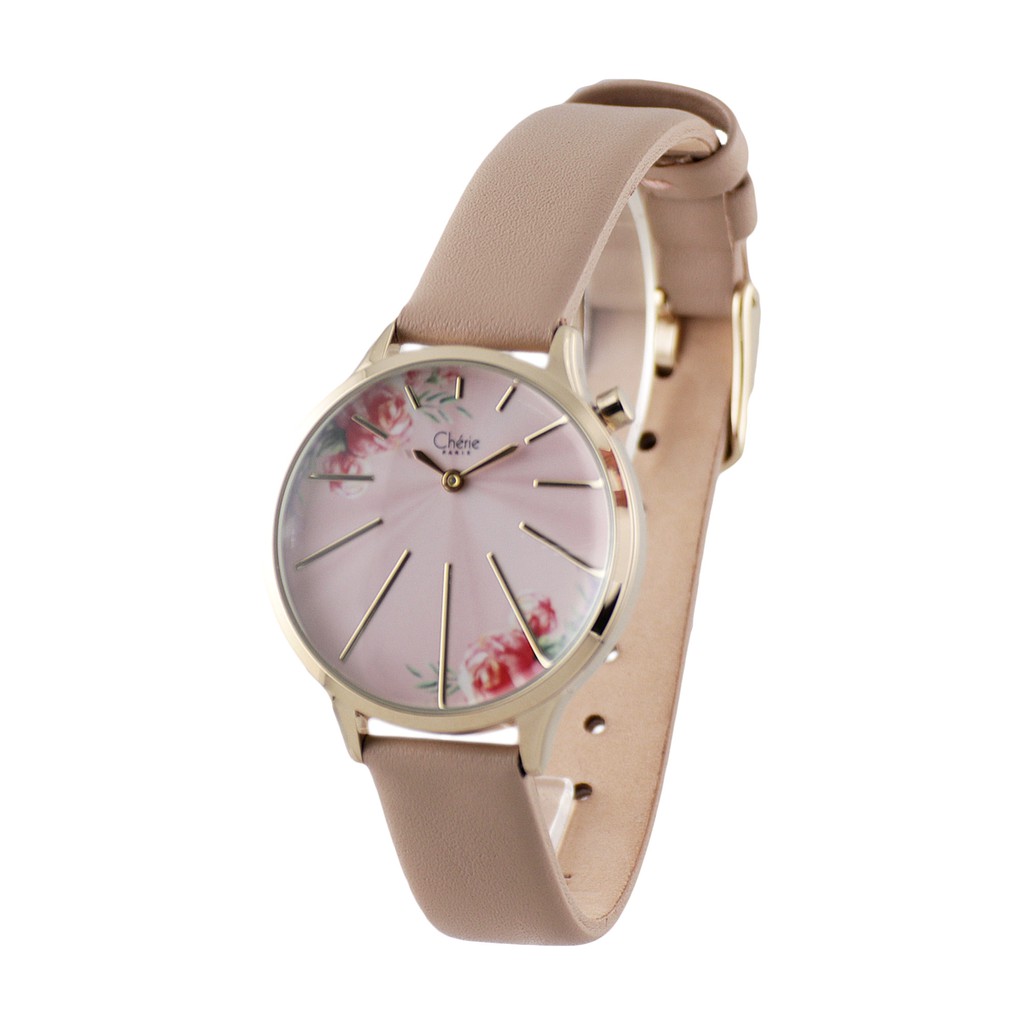 Cherie Paris Hailey Leather Strap Watch CHR-1856L-IPGPNK | Shopee ...