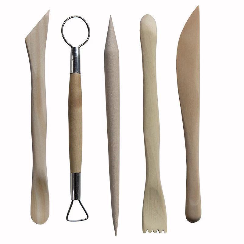 Art Supplies Clay Sculpture 5-Piece Set Wooden Pottery Knife Soft Mud ...