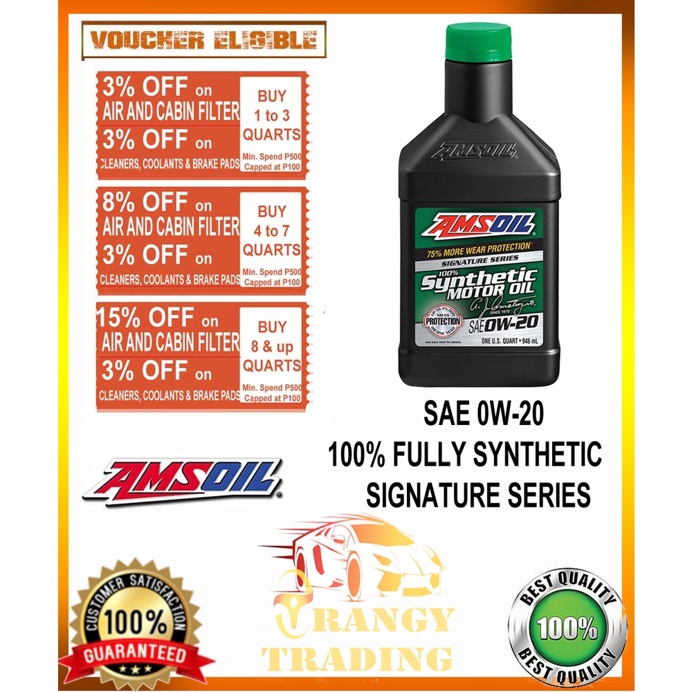 AMSOIL 0W20 SIGNATURE SERIES FULLY SYNTHETIC MOTOR OIL 1 QUART W ...