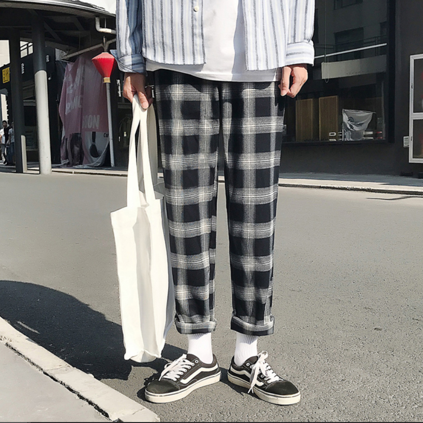 mens baggy plaid pants