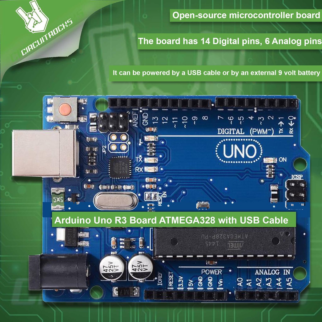 Arduino Uno R3 Board ATMEGA328 with USB Cable / 14 Digital IO / Input