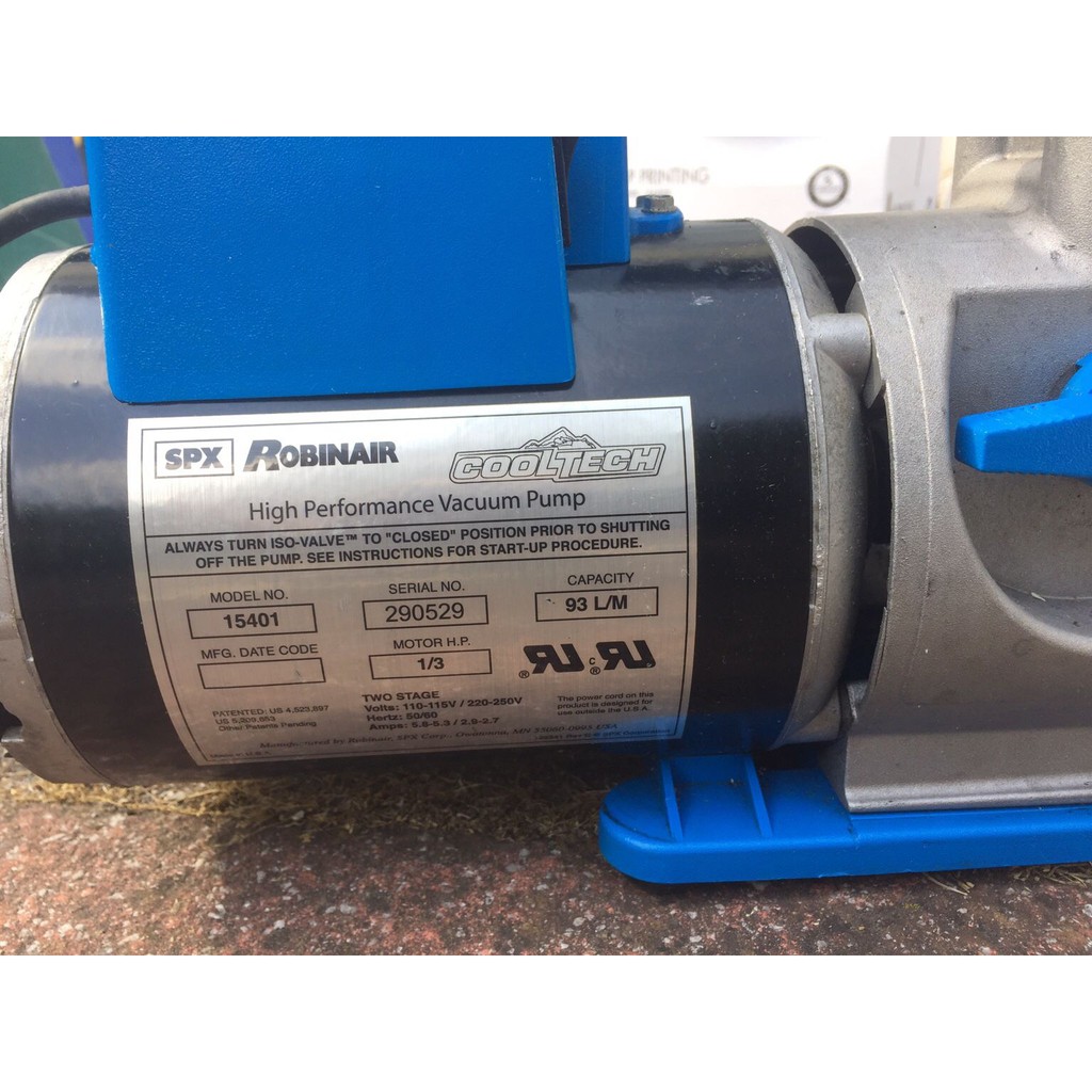 Robinair (15401) CoolTech Vacuum Pump 2Stage 1/3HP 4 CFM 93 liters