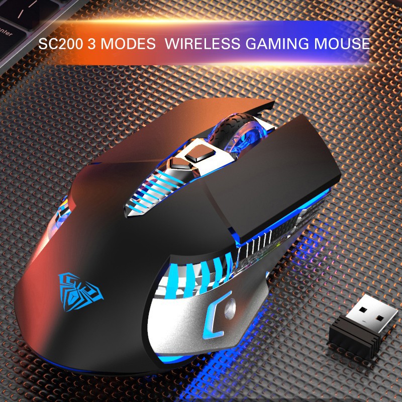 AULA SC200 800mAh Rechargeable Bluetooth Wireless Mouse 3 Modes Easy ...