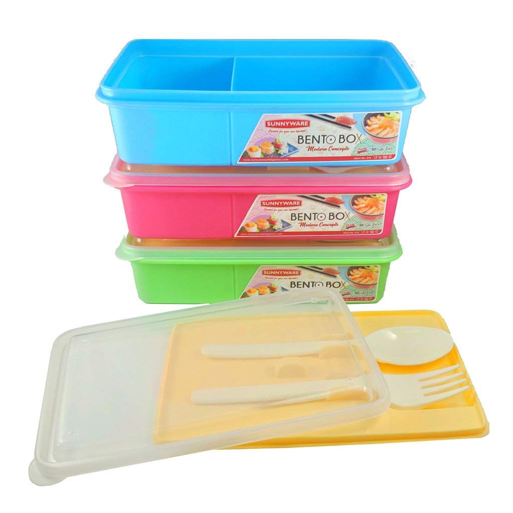 Sunnyware 516 Bento Box w/ divider lunch box with spoon & fork Shopee