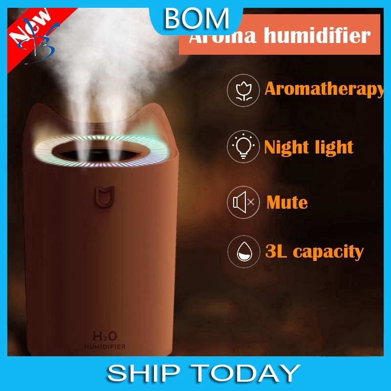 Ready Stock 3L Aroma Humidifier Double Spray Air Diffuser Aromatherapy