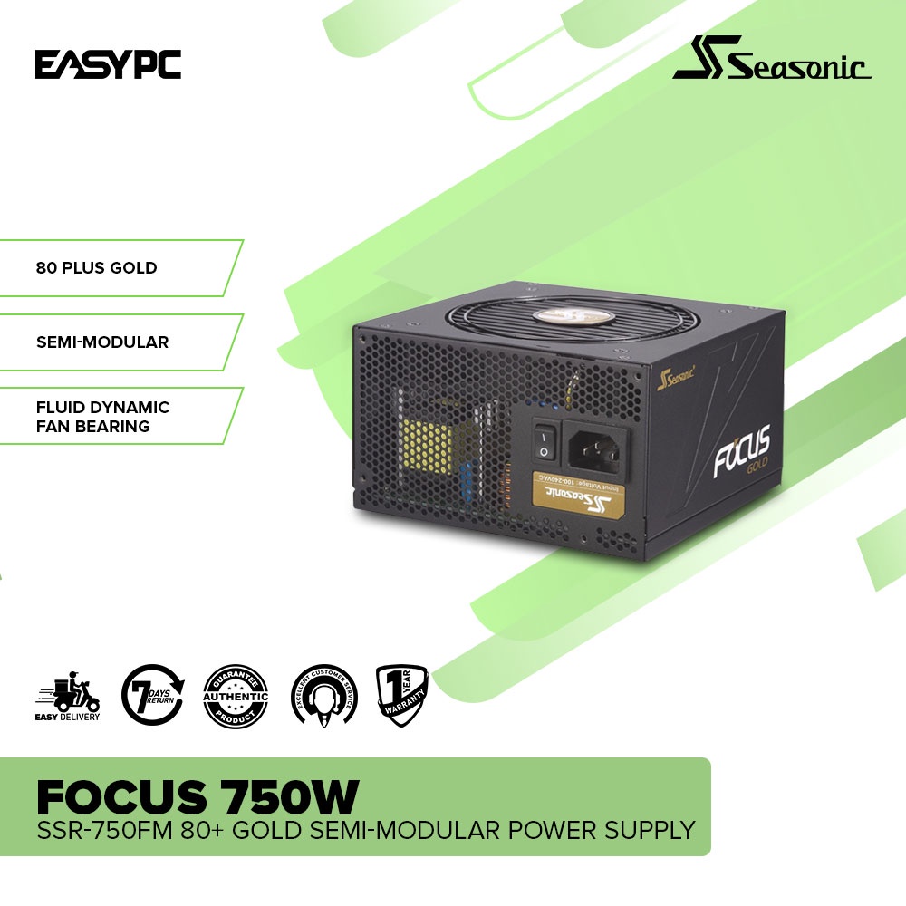 EasyPC Seasonic Focus 750W / 650W / 550W 80+ Gold SemiModular FLUID DYNAMIC FAN BEARING PSU