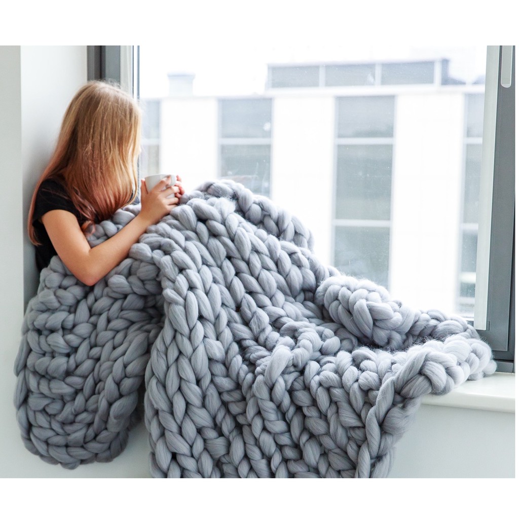 Chunky Blanket Knitted Thick Cloth Material Shopee Philippines