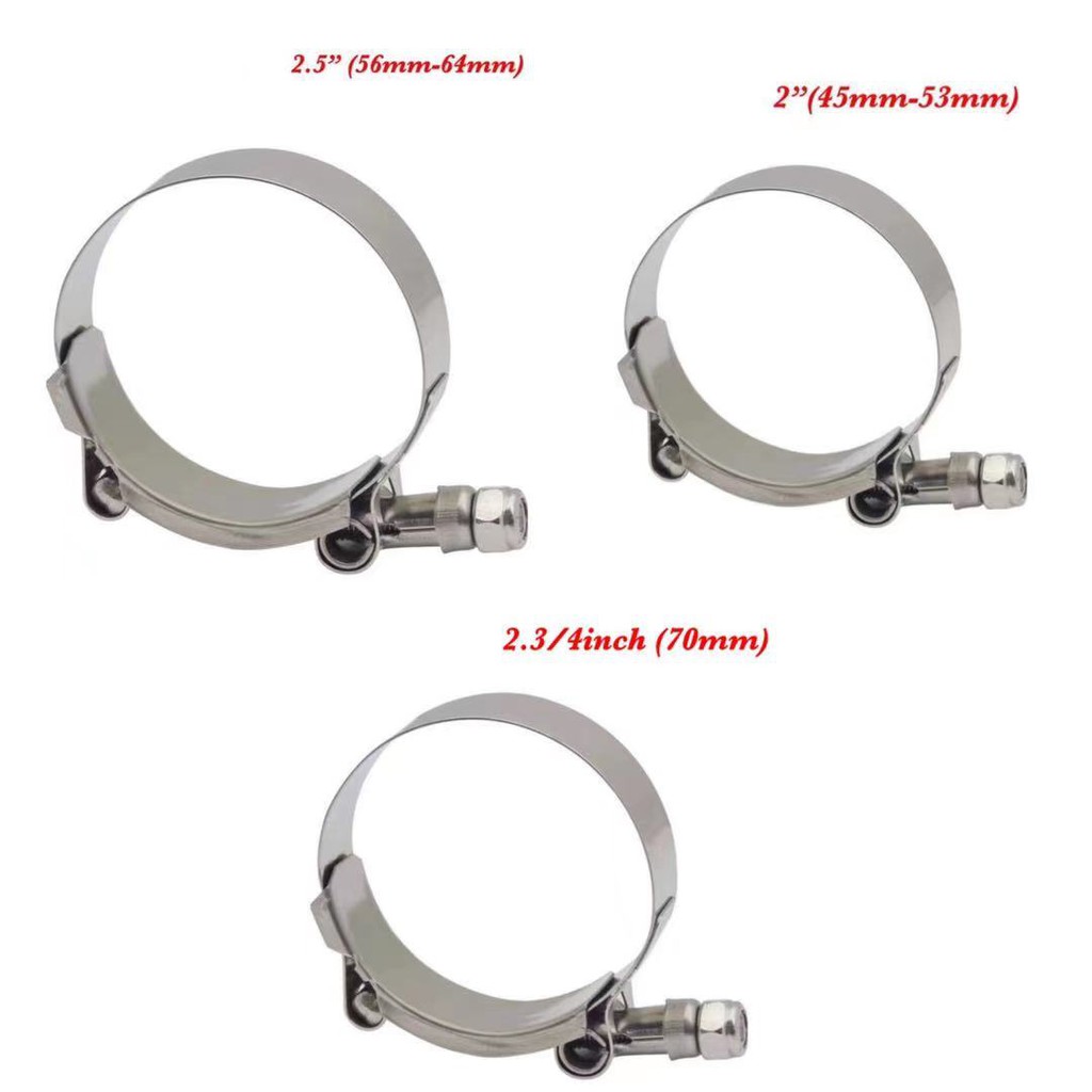 CPO Stainless Steel Hose T-Bolt Clamp 2'(45mm-53mm) and 2.5'(56mm -64mm ...