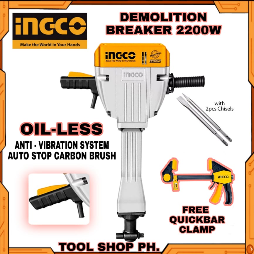 INGCO Demolition Jack Hammer Percussion 2200W PDB22001 With FREE