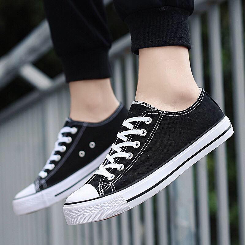 low cut black and white converse