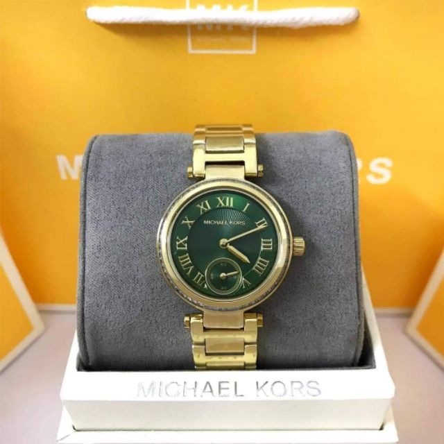 michael kors gold watch green face